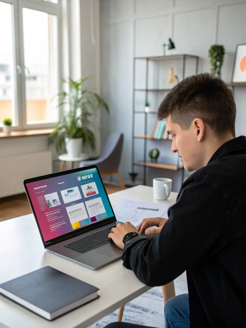 A website visitor interacting with an AI chatbot on a professional service firm's website, receiving instant answers to their queries.