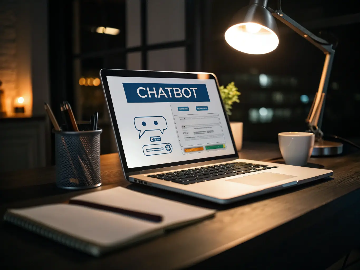 A professional service firm's website showcasing an AI chatbot answering client inquiries in real-time, highlighting the seamless integration and user-friendly interface.